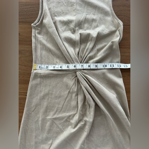 NWOT Mango Sleeveless Knot Front Midi Dress – light beige/gray – Size Medium - Picture 9 of 12